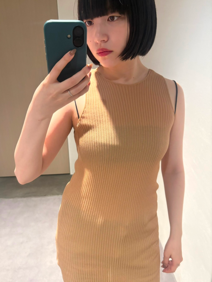 sheer knit long tank