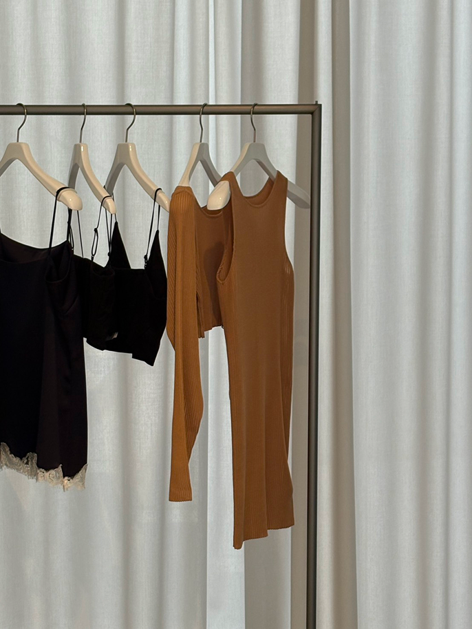 sheer knit long tank