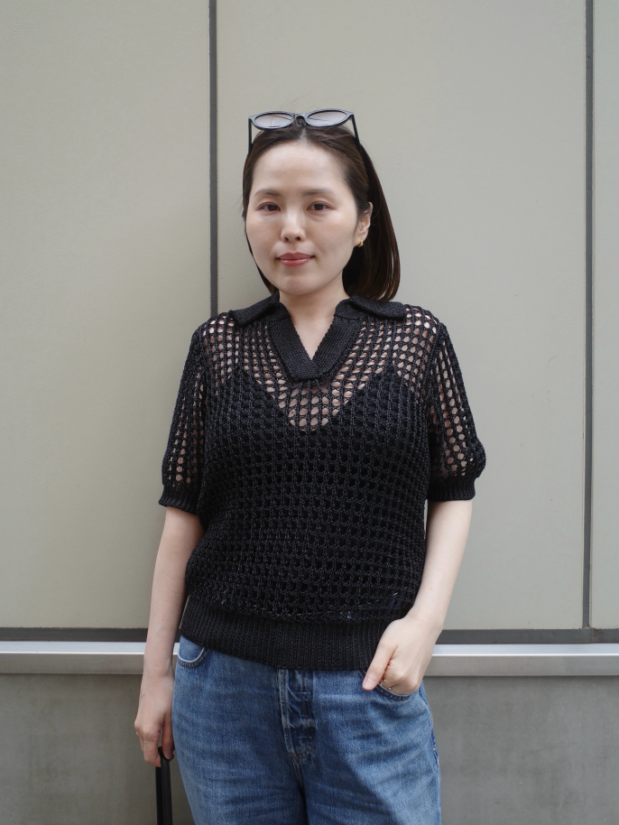 メッシュスキッパーニット
